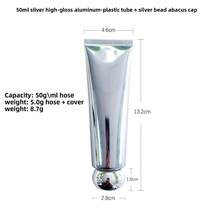 50ml Refillable Empty Aluminum-Plastic Tubes Silver Cosmetic Containers For Package Cleanser Hand Cream Cosmetic Lotion
