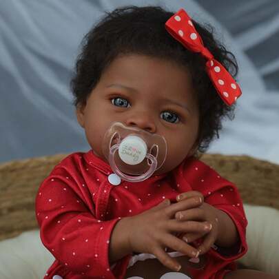 Muñeca Reborn de 20 pulgadas con piel negra realista, muñeca de Body de tela suave de 50 cm, muñeca de arte hecha a mano realista y linda de recién nacido, adecuada para niños de 3 años en adelante (ropa aleatoria, accesorios aleatorios)