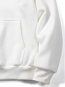 男士休闲街头风连帽卫衣，纯色，带抓绒内衬，宽松版型，适合日常穿着和叠穿。