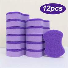 1/6/12/24 件紫色厨房清洁海绵湿巾，耐用且可变形，适用于餐厅、酒店、家庭清洁、餐具、炊具、水槽、家具清洁、百洁布、清洁布、清洁工具、可重复使用清洁海绵湿巾