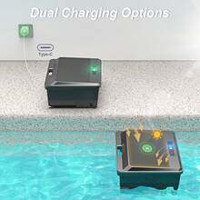 INSE Cordless Robotic Pool Cleaner, Automatic Pool Vacuum Cleaner, USB Charging / Solar Charging, Lightweight, Self-Parking, Wall Climbing, Pool Cleaner For Above Ground Pool - US A Type Plug(110-127V) - View 3