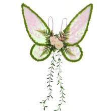 女士绿色仙女翅膀 - 大自然母亲服装森林精灵翅膀，配有彩色花朵、叶子和藤蔓，成人可用蝴蝶翅膀搭配文艺复兴时期文艺复兴节仙女服装，搭配魔杖和花环拍摄 - 彩色 - 查看 7