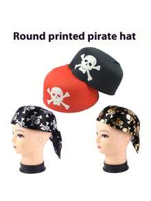 1pc Halloween Party Supplies, Unisex Pirate Hat, Pirate Captain Hat, Round Pirate Hat