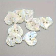 10pcs Double Hole White Resin Rainbow Heart-Shaped Pearl Shell Button, Multifunctional Fashionable Sweater Decoration Button, Suitable For Handmade And Sewing Products, With A Variety Of Sizes To Choose From. - White - View 5