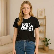 Print T-Shirt For Women, Comfortable Pop Music - màu đen - Xem 1