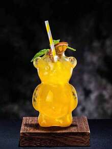 1 件卡通泰迪熊玻璃咖啡杯，送给女孩的有趣生日礼物，创意可爱的玻璃卡通杯，家用高硼硅玻璃果汁杯，奶茶杯，透明玻璃泰迪熊水杯。