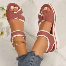 Women Sandals Airy Strappy Design Cushioned Wedge Everyday Summer Wear - Hồng - Xem 4
