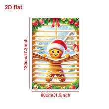 1pc Christmas Decoration Window Banner, Featuring A Gingerbread Man Wearing A Santa Hat, Peeking Through Blinds With A Cheerful Smile, Decorated With Christmas Ornaments, Holly Leaves, And Bows, Conveying The Whimsical And Joyful Spirit Of Christmas, 47.2x31.5 Inch Polyester Window Valance Decor Holiday Background Window Banner For Indoor Photo Display