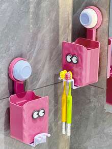 1 pièce Boîte de rangement pour salle de bain, support mural à ventouse en forme d'œil créatif et mignon pour brosse à dents, boîte de rangement pour serviette de toilette et divers. Rangement et organisation de salle de bain, support pour brosse à dents et dentifrice.