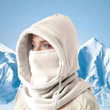 Ladies' Windproof Hat - Warm And Snow Proof Hooded Face Mask With Neck Cover, Black Knitted Skiing Face Mask, Suitable For Outdoor Winter Activities, Cold Weather Protection