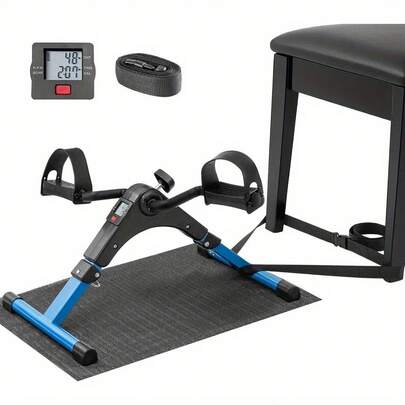 Shoze Mini Exercise Bike, Pedal Exerciser With LCD Display, Leg Exercise Machine, Portable Folding Trainer Adjustable Resistance Fitness Exercise Equipment With Non-Slip Mat And Fixed Strap