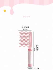 双排波浪齿宽齿卷发梳，内置清洁刷，加长手柄头皮按摩梳，蓬松梳，防静电卷发造型梳，适用于美发沙龙 - 彩色 - 查看 10