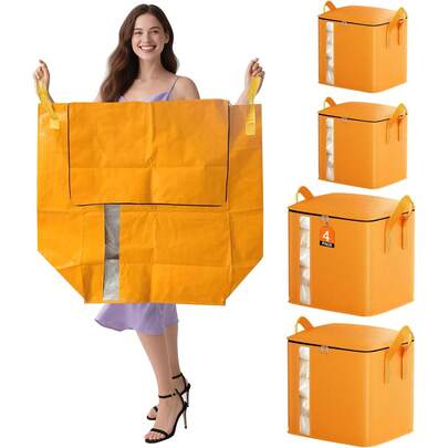 1pc Extra Large Heavy-Duty Storage Bag – Durable Clothes, Blanket, Bedding & Gift Organizer Tote With Zipper And Handles, Ideal For Moving, Travel, Dorm, Closet, Home Storage, Seasonal Clothes, Laundry, Gift Wrapping, Gift Storage & Packing – College Dorm Essentials, Home Organization, Travel & Moving Supplies