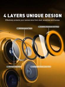 1 包适用于 夜光镜头保护膜（橙色），9H 钢化玻璃，易于粘贴，耐刮擦，防刮擦，表面光滑，适用于 11/12/13/14/15/16 Pro/Max/17/17 Air/17 Pro/17 Pro Max 适用于日常防护、办公室、家用手机摄像头保护套防水防震防摔防刮 - 橘色 - 查看 6