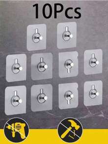 1/10/20/30 件透明亚克力相框挂钩，重型自粘式墙钩，用于挂画框、画作，无需钻孔，适用于浴室和厨房瓷砖、玻璃、木材、金属墙壁 - 彩色 - 查看 1