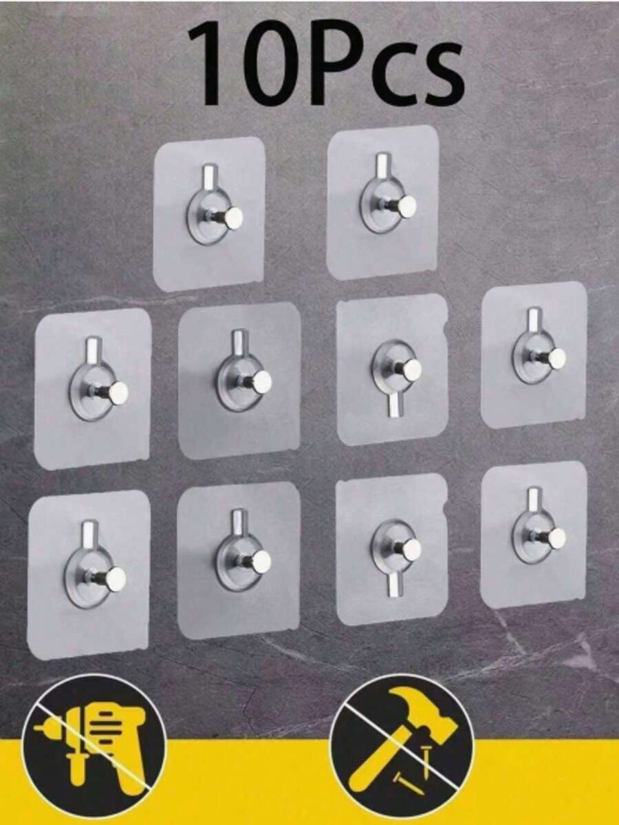 1/10/20/30 件透明亚克力相框挂钩，重型自粘式墙钩，用于挂画框、画作，无需钻孔，适用于浴室和厨房瓷砖、玻璃、木材、金属墙壁 - 彩色 - 查看 1