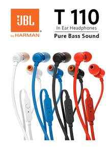 JBL Tune 110 有线入耳式耳机，带麦克风，扁平防缠绕线缆，强劲低音，立体声，适用于电脑游戏和运动，兼容 3.5mm 耳机插孔 - 白色 - 查看 9