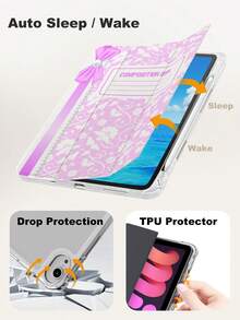 xercxerc Pink Background With White Floral Print And Lace Pattern PU Front TPU Back Case 3-Fold Kickstand Pencil Slot Shockproof Drop-Proof Auto Wake/Sleep Function IPad A16 Case IPad Air 11 Inch Case IPad 9th Generation Case IPad 10th Generation Case IPad 11th Generation Case Fall IPad Case Halloween IPad Case Back To School IPad Case For IPad Pro 12.9/11/10.9 (2025/2024), IPad Air 10.9/10.5, IPad Mini 8.3, Galaxy Tab S10+/S9+/S9/S8+/S8/S7 FE /A9/A8/A7+ - Hồng - Xem 8