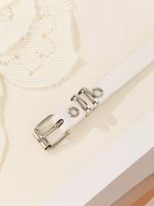 1条78.8英寸街头朋克Y2K风格女士全孔金属孔眼PU皮革腰带，适合休闲、周末郊游、派对、音乐节、圣诞节、校园等场合。