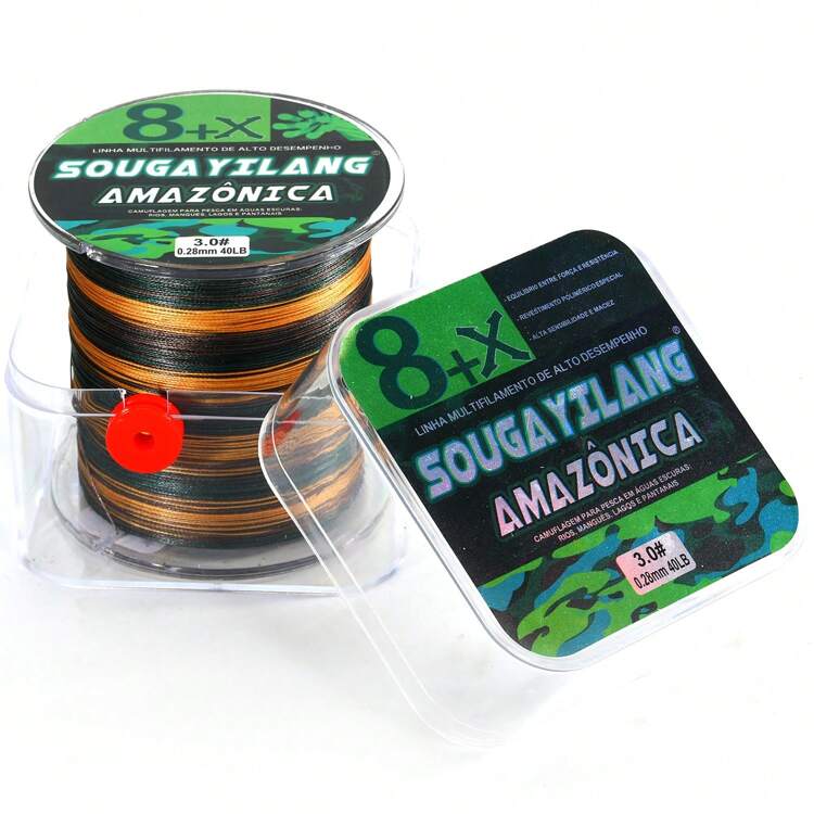 SOUGAYILANG 8 hebras de línea de pesca trenzada PE, 300m, multicolor, [Línea de pesca duradera] Línea de pesca trenzada fuerte y duradera de 8 hebras | 300m/328yd, 15-120lb, patrón camuflaje, polietileno duradero para línea principal, pesca en agua salada - Multicolor - Añade 42