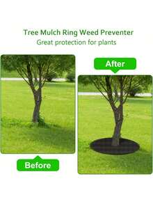 10 包，20.5 英寸无纺布树木覆盖物环加厚树木保护垫植物覆盖物圆形防草园艺织物覆盖物用于控制根部保护 - 黑色 - 查看 9