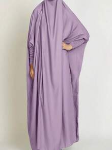 1pc Solid Color Elastic Sleeve Design Prayer Abaya Khimar, Loose Fit Cinched Sleeve Abaya, Suitable For Women's Daily Wear And Prayer, Muslim Islamic Clothing - Multicolor - View 2