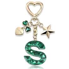 Cute Bling Keychain Initial Letter Butterfly Star Pink Purple Gift For Women Girls Bag Cup Charms Accessories-593312 - S-xanh lá cây - Xem 1