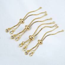 5pcs Copper Micro-Inlaid Zirconia Bracelet Chain Findings, Suitable For DIY Jewelry Making With Various Pendant Elements