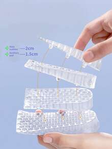 1 双男女通用隐形硅胶半码鞋垫，柔软底部舒适多层脚跟垫，适合矮个子 - 灰色 - 查看 7