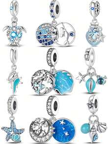 1Count DIY Ocean Series Pendants, Sea Conch, Turtles, Starfish, Crabs, Fish Tails, Drifting Bottles And Other Marine Creatures, Can Be DIY Into Exquisite Jewelry, Valentine's Day, Halloween, Christmas, Anniversary Gifts