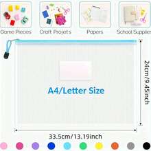 1/5/10 Zippered Pockets For Sorting And Storage - Great For Cross Stitch, Educational Games, Travel, School, Board Games And Office Supplies - Letter Size A4, Random Colors And Styles