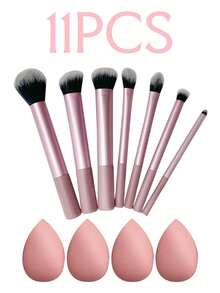 17pcs Professional Makeup Brush Set, Mixed Makeup Beauty Tools,Makeup Sponge Set,Including 7 Makeup Brushes ,4 Makeup Eggs, Makeup Sponge Suitable For Liquid Makeup, Makeup Mixer Tool, 3 Triangle Sponges For Loose Powder Setting, Soft Triangle Puff Suitable For Loose Powder, 3 Mini Makeup Sponge