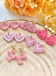 Heart Polymer Clay Cutters, Love Romantic Clay Earring Cutter For Polymer Clay Jewelry Making, Polymer Clay Stud Earring Stamp Making Tool, Clay Jewelry Making Kit, Clay Earring Molds, Made By PLA, DIY Earring Gift, Gifts For Your Loved Ones - Pink - View 6