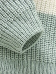 幼儿拼色圆领长袖休闲套头毛衣，经典时尚儿童上衣