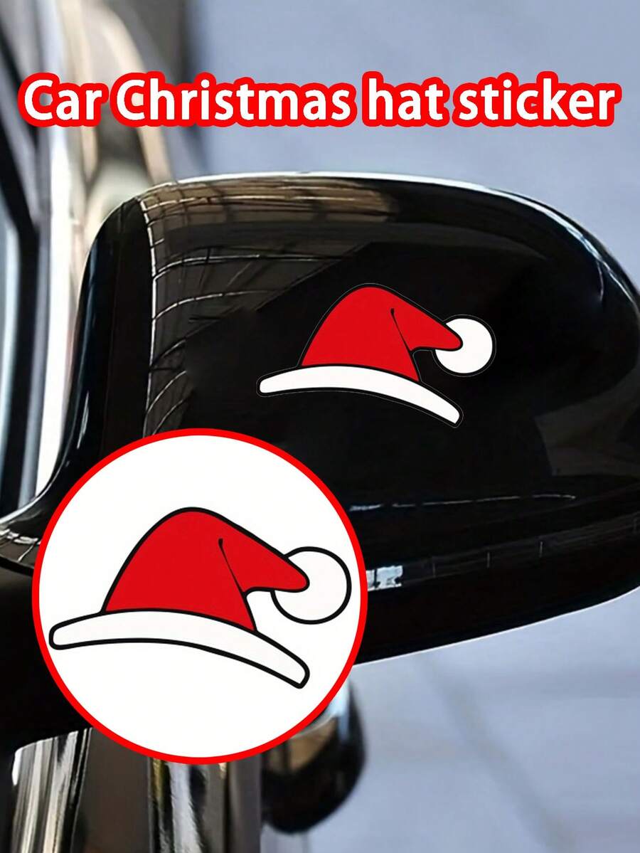 Car Santa Hat Stickers - Holiday Decorations For Cars, Motorcycles, Windows, Walls, Laptops And Gifts - Fun Holiday Designs With Strong Adhesion, Christmas Party Decorations For Kids And Adults