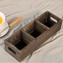 1pc Tea Bag Organizer, Wooden Tea Bag Holder, Tea Storage Containers With 3 Slots, Sugar Packet Holder, Tea Bag Caddy Box For Countertop