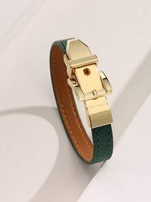 1 件时尚皮革手链，简约装饰腕带，可调节珠宝，适合日常佩戴，高品质圣诞礼物