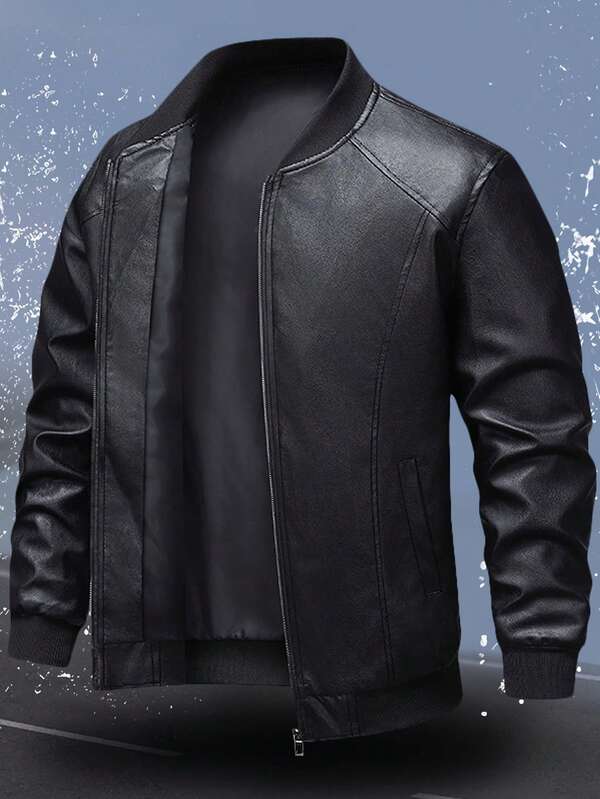 Sports&Outdoor Fall Clothes Windproof And Waterproof Outerwear Recommend Man Tops Clothing Activewear Hunting Cycling Daily&Casusl PU Leather Coat,Fleece