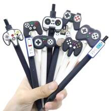 1 Stücke / 3 Stücke / 5 Stücke / 10 Stücke kreative Spielcontroller Kugelschreiber in runder Form, ein süßer und attraktiver Druckknopf-Schreibstift mit hoher Qualität, ein verspielter und niedlicher schwarzer und weißer Spielcontroller, Schulmaterial, Schreibstift für Lehrer, Büromaterial
