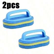 1 Pieces Thick Brush Wiping 2-In-1 Cleaning Brush: Handle Sponge Design, Powerful In Removing Bathroom Glass Stains, Suitable For Commercial Restaurants And Gardens