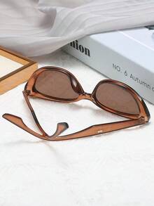 1pc Women's Brown Cat Eye PC Frame Solid Color Retro Fashion Glasses, Suitable For Daily Wear Boho Vacay Vacay Vibes - 黑色 2 - 查看 5