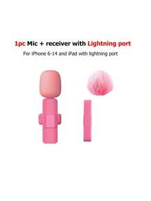 Wireless Lavalier Microphone For Smartphone, Plug-Play Wireless Microphone For Video/Audio Recording, Clip On Lapel Mic For Interview/Vlog/Teaching - Hot Pink - View 13