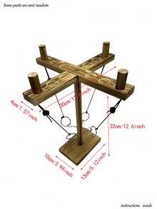 1pc Wooden Ring Toss Game, Multi-Player Party Tabletop Throwing Rings Game - 4-person Model - View 3