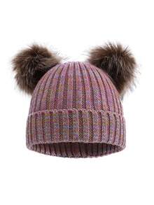 1 件男女通用儿童双绒球针织帽，秋冬款 - 1PC - 查看 28