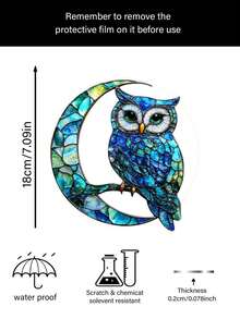 2D flacher Mond Eule Lichtfänger, 20 cm x 18 cm 2D Tiermotiv robuste Acryl Wanddekoration, geeignet für Auto, Wand, Garten, Veranda, Schlafzimmer, Büro, Außenterrasse, ideales Einweihungsgeschenk für Vogelliebhaber, Landhausstil Dekoration - Verschiedenfarbig - Übersicht 6