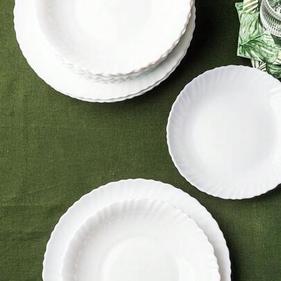 Talerze szklane, zestaw 18 elementów (obiadowe, deserowe, do zupy), opal, biały, KINGHoff, KH-1875