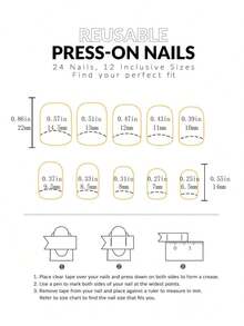 24pcs Long Almond Flower Pattern Full Cover Fake Nail Kit & 1pc Jelly Gel & 1pc Nail File Nail Supplies - trắng - Xem 5