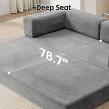 78.7" Foldable 3-Seater Fabric Sofa Bed With Square Armrests, Modular Compressible Living Room Sofa Set, Vintage Suede Comfortable Lounge Chair Sofa, Lazy Sofa (Bean Bag), And Bedroom Sleeper Sofa Bed - 淺灰色 - 查看 11