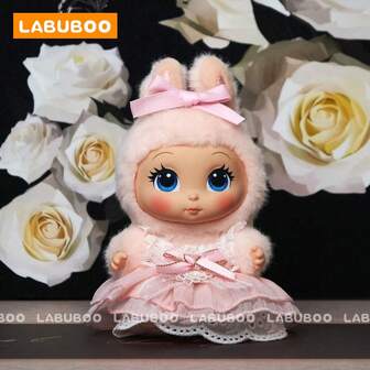 (Only Clothes) 17cm Doll Clothes Set Compatible With Labubu, Cute 6.7 Inch Doll Clothes For Dress Up Unique Style – Bow Hair Clip And Dress Outfit (No Doll)