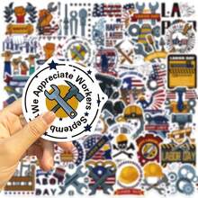 50 张美国劳动节贴纸乙烯基贴纸剪贴簿、日记本、笔记本电脑、保险杠、滑板、水瓶、电脑、手机、卡通、安全帽、汽车贴纸和贴花 - 彩色 - 查看 7